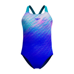 Speedo Junior Girls Print Placement Powerback One Piece