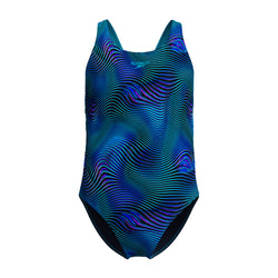 Speedo Girls Allover Print Leaderback One Piece