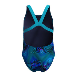 Speedo Girls Allover Print Leaderback One Piece
