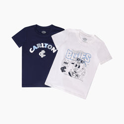 AFL Kids Twin Pack Graphic Tee Carlton Blues
