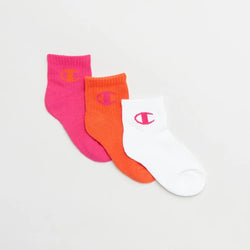 Champion C Logo Quarter Crew Kids 3 Pack Socks