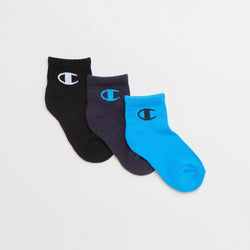 Champion C Logo Quarter Crew Kids 3 Pack Socks