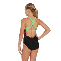Zoggs Girls Neon Vibe Rowleeback Swimsuit