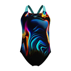 Speedo Girls Digi Print Placement Powerback Swimsuit