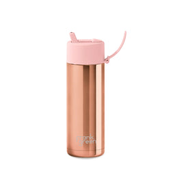 Frank Green 20oz Stainless Steel Ceramic Reusable Bottle Rose Gold with Flip Straw Lid