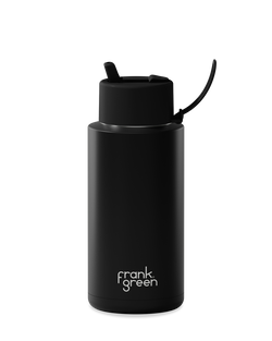 Frank Green 34oz Stainless Steel Ceramic Reusable Bottle Midnight with Flip Straw Lid