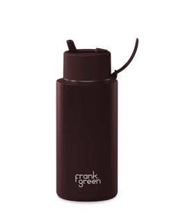 Frank Green 34oz/1L Stainless Steel Ceramic Reusable Bottle Chocolate with Flip Straw Lid