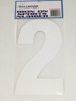 Iron on Sports Number 20cm 2 White