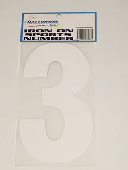 Iron on Sports Number 20cm 3 White