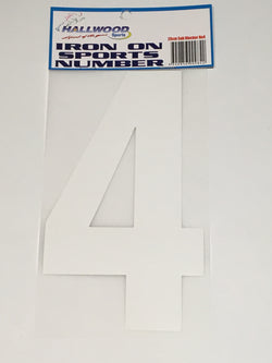 Iron on Sports Number 20cm 4 White