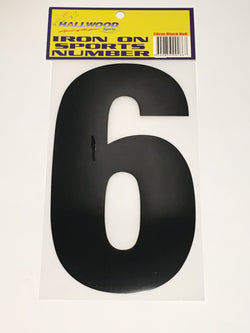 Iron on Sports Number 20cm 6 Black
