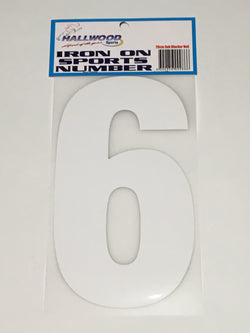 Iron on Sports Number 20cm 6 White