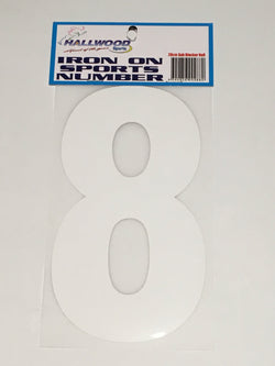Iron on Sports Number 20cm 8 White