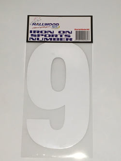 Iron on Sports Number 20cm 9 White