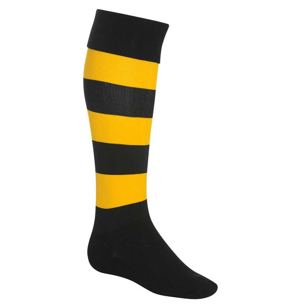 Sekem Elite Footy Socks Black Yellow Richmond SPORTFIRST ELTHAM
