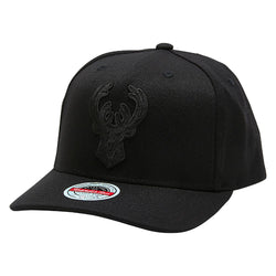 Mitchell & Ness NBA Black & Black Team Logo Snapback Cap Milwaukee Bucks