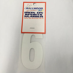 Iron on Sports Number 10cm 6 White