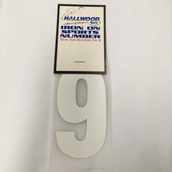 Iron on Sports Number 10cm 9 White
