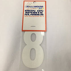 Iron on Sports Number 10cm 8 White