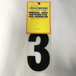 Iron on Sports Number 10cm 3 Black