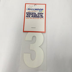 Iron on Sports Number 10cm 3 White