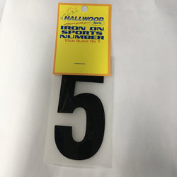 Iron on Sports Number 10cm 5 Black