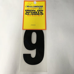 Iron on Sports Number 10cm 9 Black