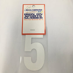 Iron on Sports Number 10cm 5 White