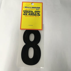 Iron on Sports Number 10cm 8 Black