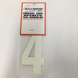 Iron on Sports Number 10cm 4 White