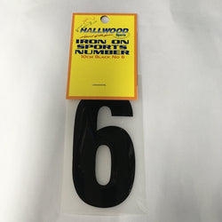 Iron on Sports Number 10cm 6 Black